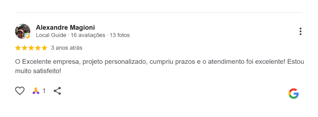 Avaliação de cliente no Google